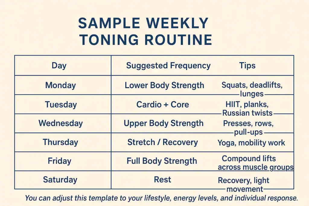 Achieving the Perfect Tone: How Often Should You Exercise for Results? 4 Weekly exercise Bedfordshire plan graphic
