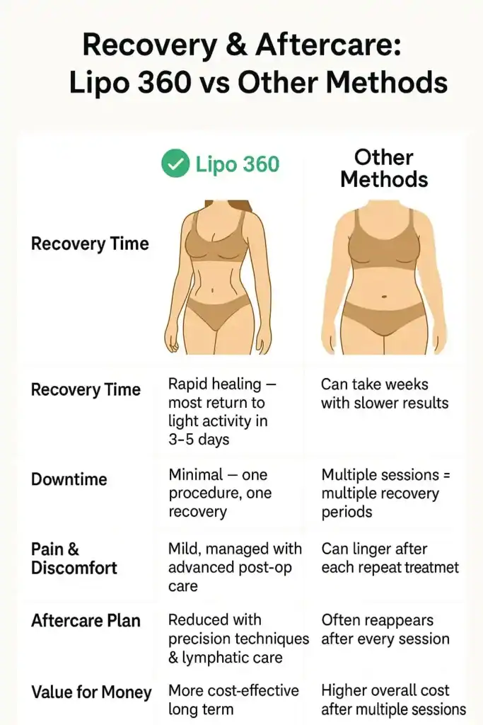 Recovery and Aftercare for Fat-Dissolving Surgery 2 Table to show fat dissolving injection aftercare Bedfordshire