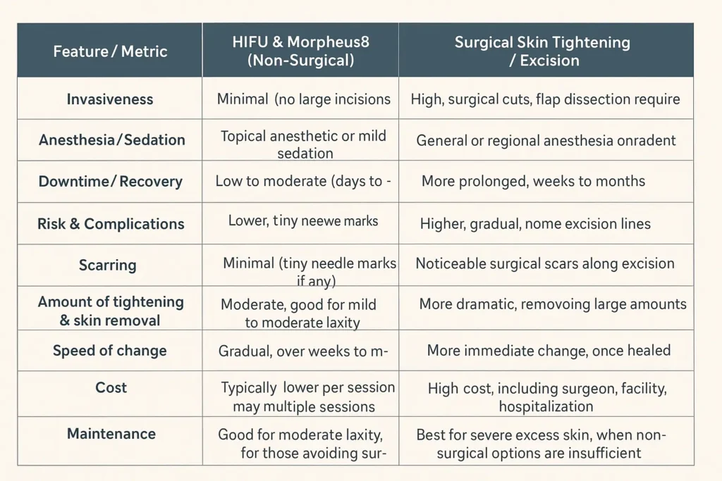 The Science of Skin Tightening 2 Table of skin tightening Bedfordshire benefits compared to surgical options